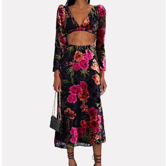 We Wore What Devore Velvet MIDI Dress - Picture 1 of 9